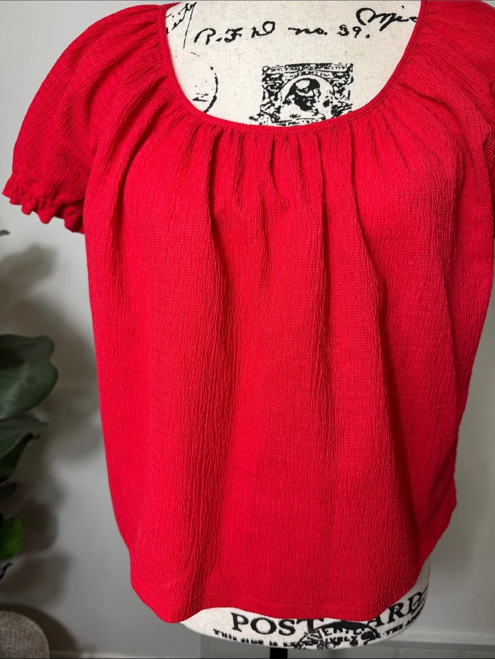 Madewell Red Short-Sleeve Scoop Neck Blouse